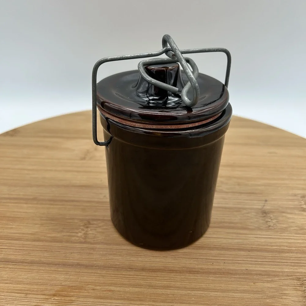 Vintage Brown Stoneware Cheese Crock‎ 5